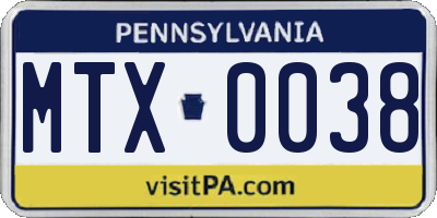 PA license plate MTX0038