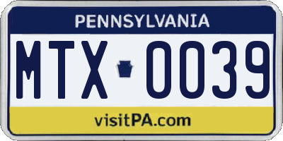 PA license plate MTX0039