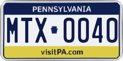 PA license plate MTX0040