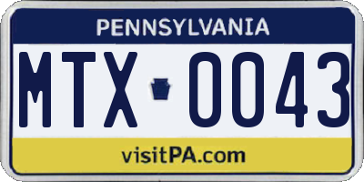 PA license plate MTX0043