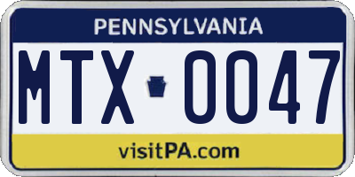 PA license plate MTX0047