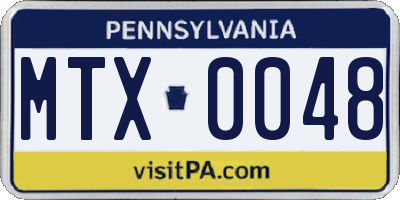 PA license plate MTX0048