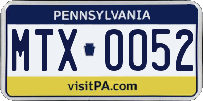 PA license plate MTX0052