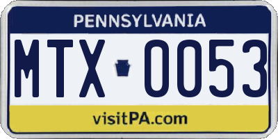 PA license plate MTX0053