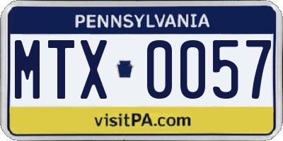 PA license plate MTX0057