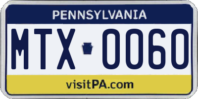 PA license plate MTX0060