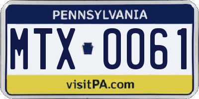 PA license plate MTX0061