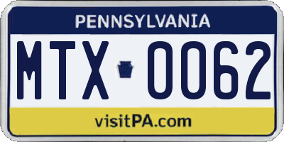 PA license plate MTX0062