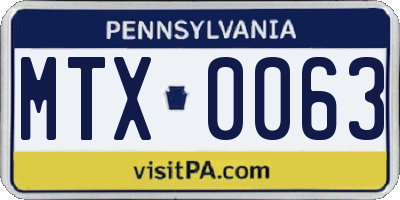 PA license plate MTX0063