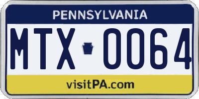 PA license plate MTX0064