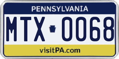 PA license plate MTX0068