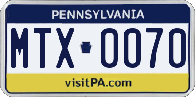 PA license plate MTX0070
