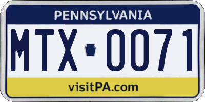 PA license plate MTX0071