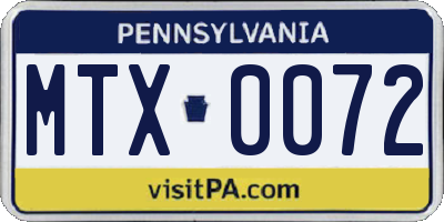 PA license plate MTX0072