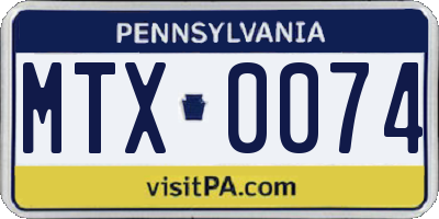 PA license plate MTX0074