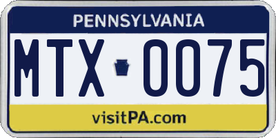 PA license plate MTX0075