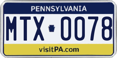 PA license plate MTX0078