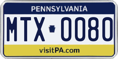 PA license plate MTX0080