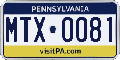 PA license plate MTX0081