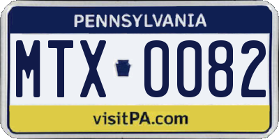 PA license plate MTX0082