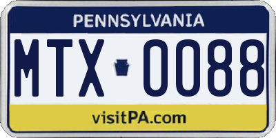 PA license plate MTX0088