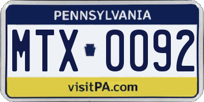 PA license plate MTX0092