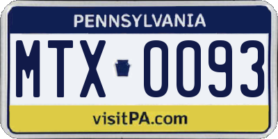 PA license plate MTX0093