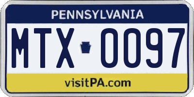 PA license plate MTX0097