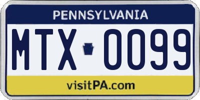 PA license plate MTX0099