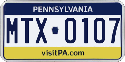 PA license plate MTX0107