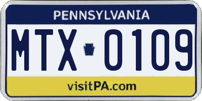 PA license plate MTX0109