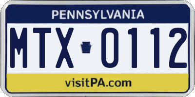 PA license plate MTX0112