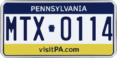 PA license plate MTX0114