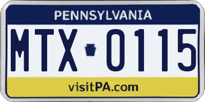 PA license plate MTX0115