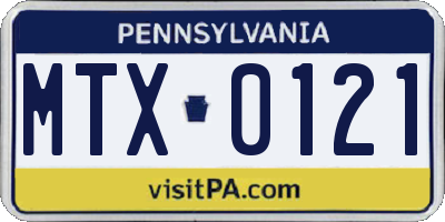 PA license plate MTX0121