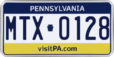 PA license plate MTX0128