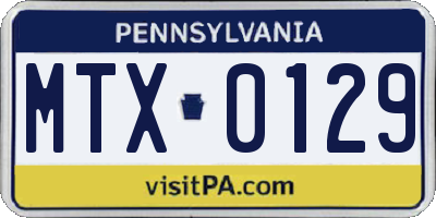 PA license plate MTX0129