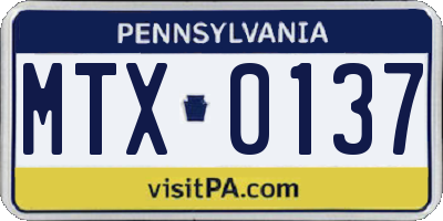 PA license plate MTX0137