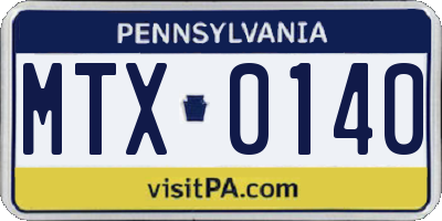 PA license plate MTX0140