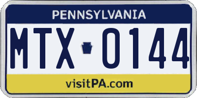 PA license plate MTX0144