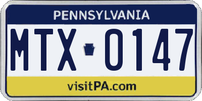 PA license plate MTX0147