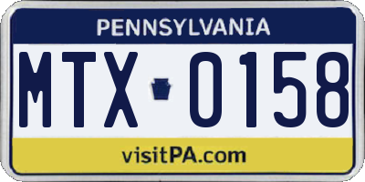 PA license plate MTX0158