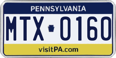 PA license plate MTX0160