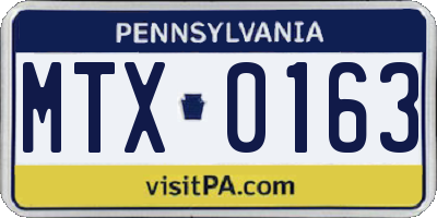 PA license plate MTX0163