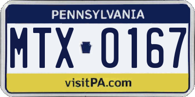 PA license plate MTX0167