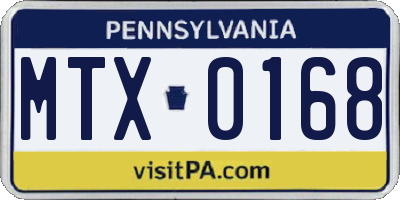 PA license plate MTX0168