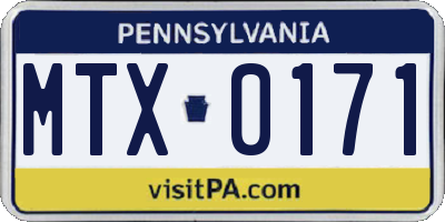 PA license plate MTX0171