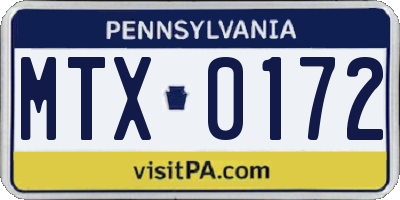 PA license plate MTX0172