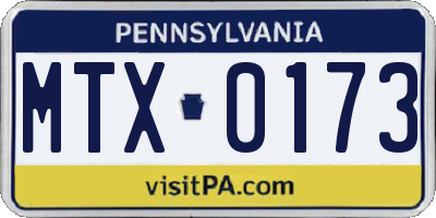 PA license plate MTX0173