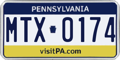 PA license plate MTX0174